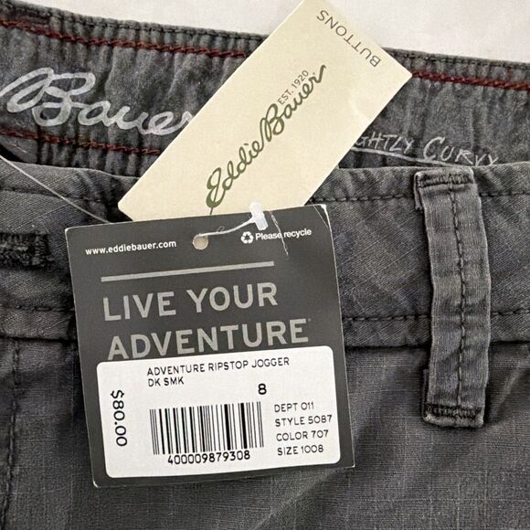 Eddie Bauer Women’s Adventure Ripstop Jogger Dark Smoke 8 Granola Girl Gorpcore - Picture 5 of 9